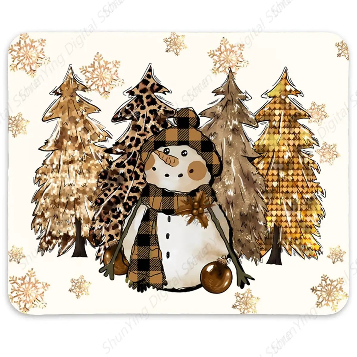 Зимний рождественский коврик для мыши в стиле ретро желтый декоративный