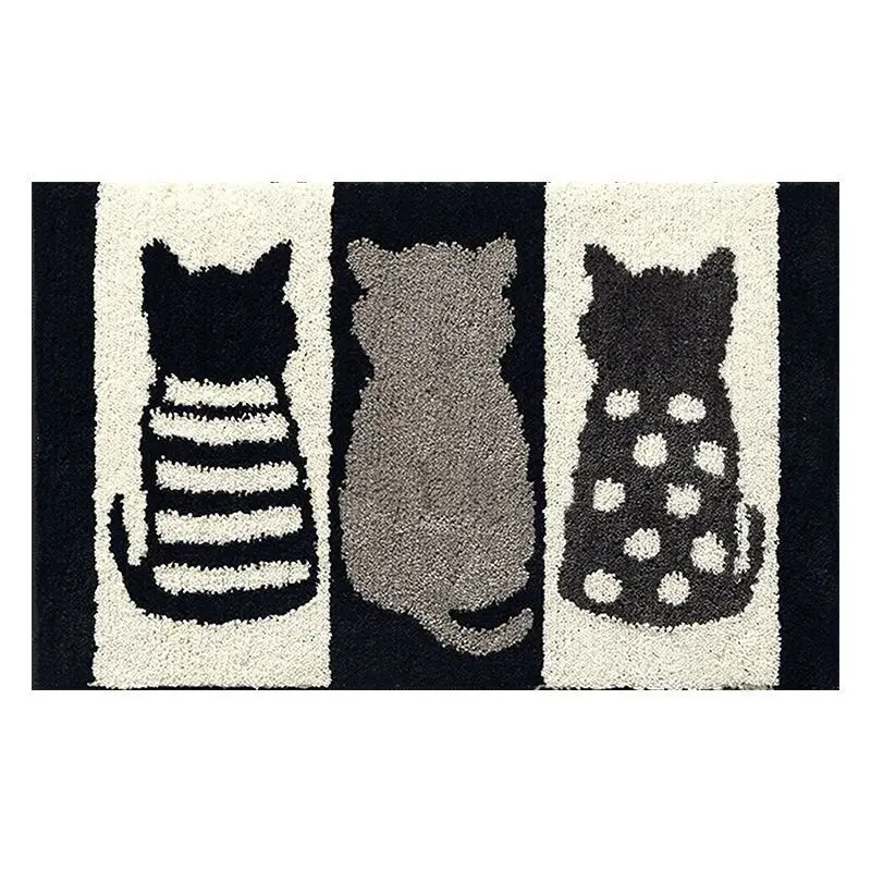 

Eovna Suede Door Mat Absorbent Non-slip Black White Cat Bathroom Mat Anti-slip Indoor Doormat Home Entrance Mats