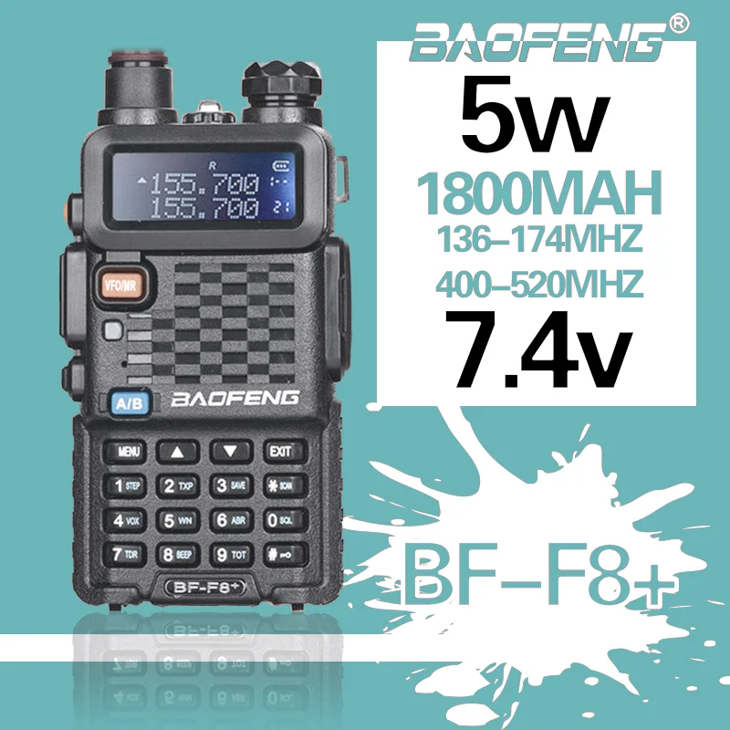 Baofeng Walkie Talkie BF-F8+ PTT VHF UHF 136-174Mhz & 400-520Mhz MH Dual Band Ham CB Radio Portable Police Scanner UV 5R Upgrade