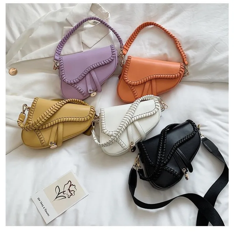 

2020 New Fashion Saddle Women Bag One Shoulder Handle Trend Casual Hasp Zipper PU Material handbag luxury designer for women bag