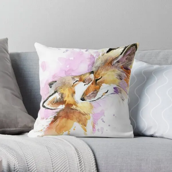 

Beautiful Fox Mother And Cub Watercolour Printing Throw Pillow Cover Hotel Decor Cushion Home Throw Anime Pillows not include