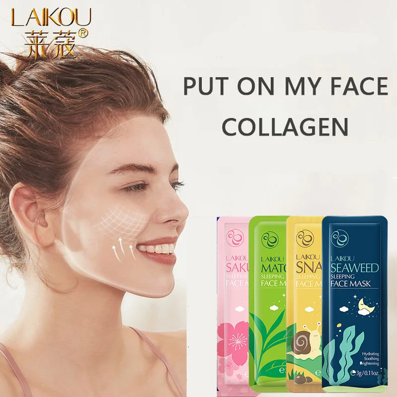 

LAIKOU 5pcs Moisturizing Facial Mask Anti Wrinkle Hydrating Sleeping Face Sheet Masks Brightening Night Face Mask Anti Aging