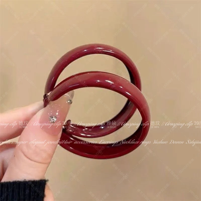 European and American Exaggerated Large Circle Earrings Women Angola Red High-Grade Retro Hong Kong Sle Eardrops E...