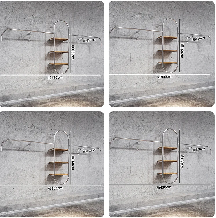 Серебряная вешалка для одежды из нержавеющей стали на стене высококачественного