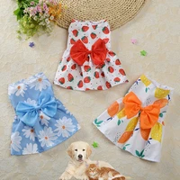 dog floral dress cute snap style thin bow princess dress small fresh sweet spring summer section wedding dresses dog skirt