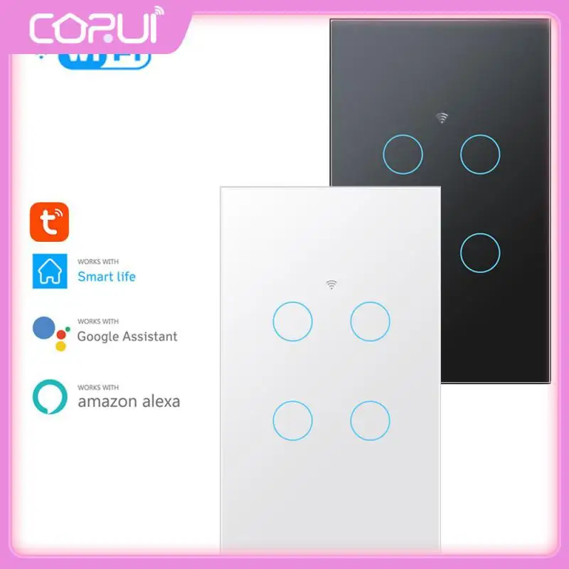 

Wif Smart Switch For Alexa And Google Home Assistant 1/2/3/4gang Smart Touch Switch Smart Life Tempered Glass Wall Panel
