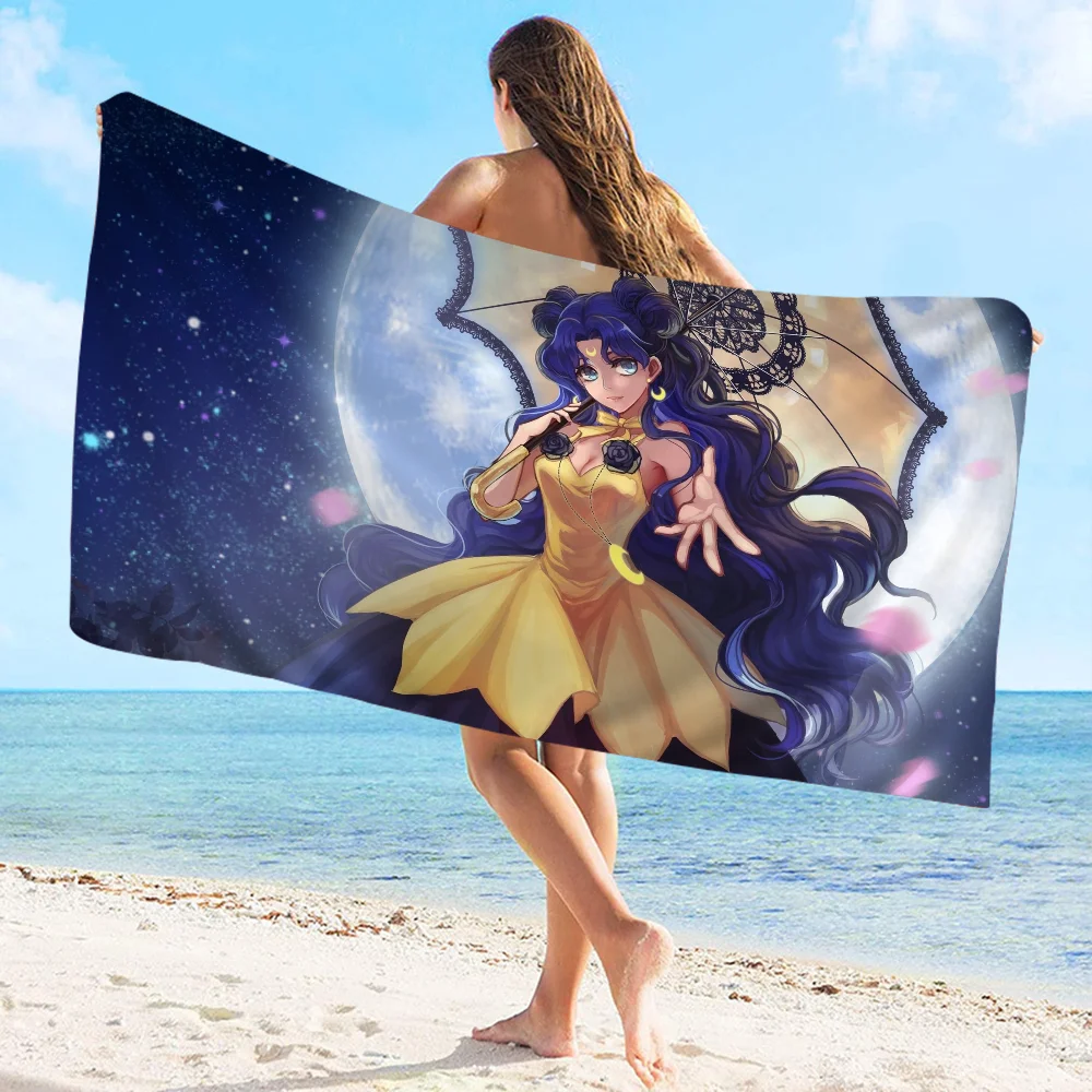 S-Sai-lores Girl Moon Cartoon Print Банное Полотенце Из Микрофибры Быстросохнущее