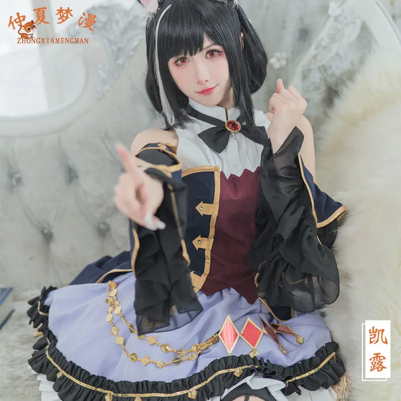 Фото Аниме Princess Connect! Костюм для косплея Re:Dive Kyaru: полный комплект униформы горничной «Черная кошка» для женщин на Хэллоуин №4