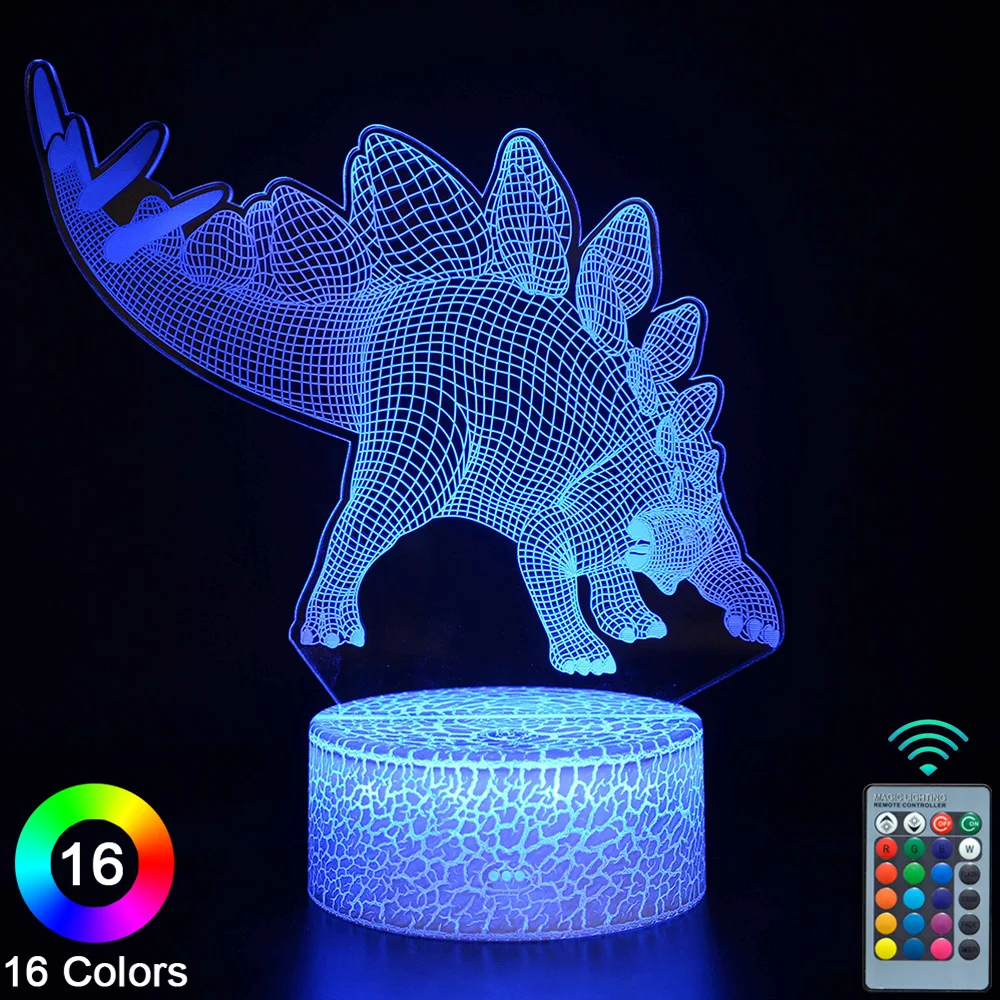 

Динозавр, светодиодный 3D ночник, сенсорный пульт дистанционного управления, новинка, настольная лампа, декор для комнаты, Рождественский по...