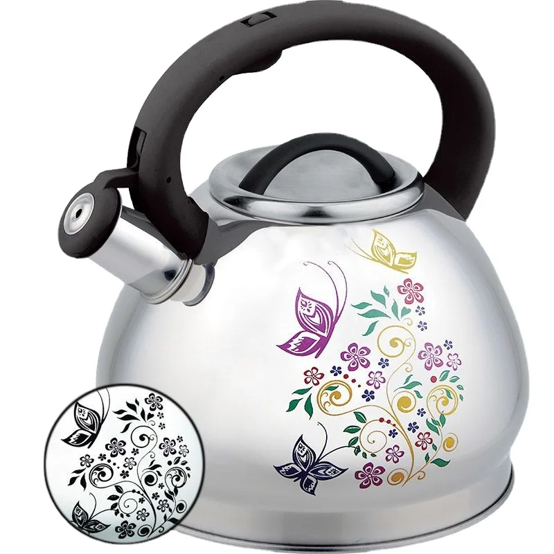 

Чайник из нержавеющей стали 304 с цветочным рисунком, объем 3 л, изменение цвета, для домашней кухни