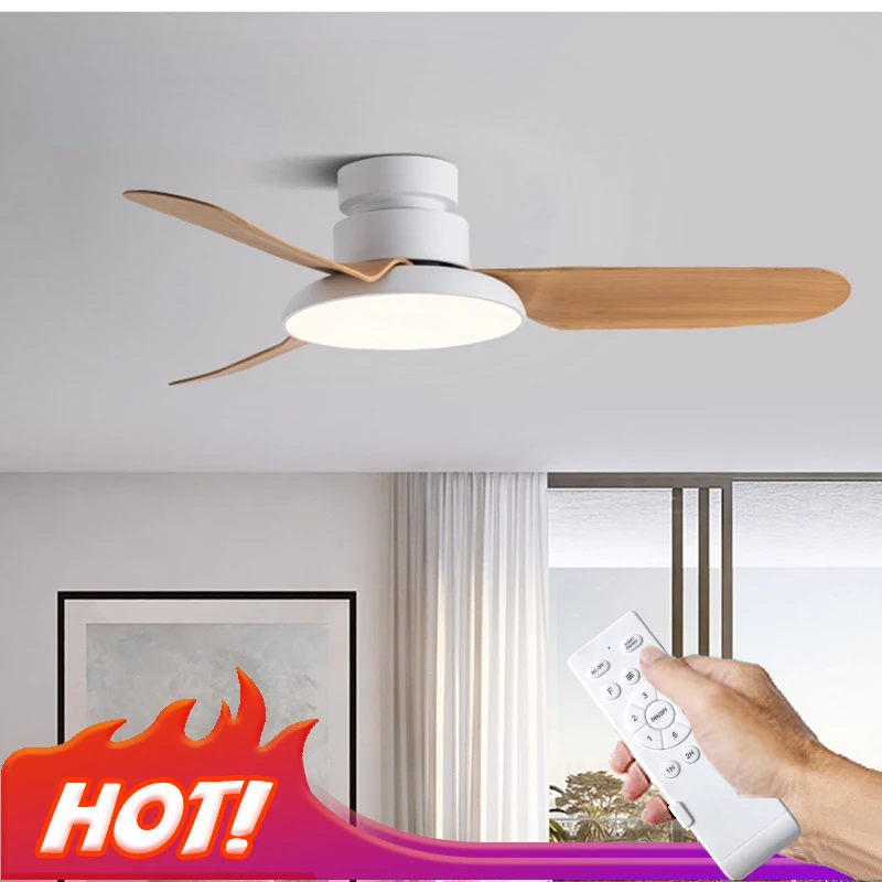 

Ventilador de techo con luz Led para el hogar, moderno ventilador de suelo bajo con Control remoto para comedor, sala de estar