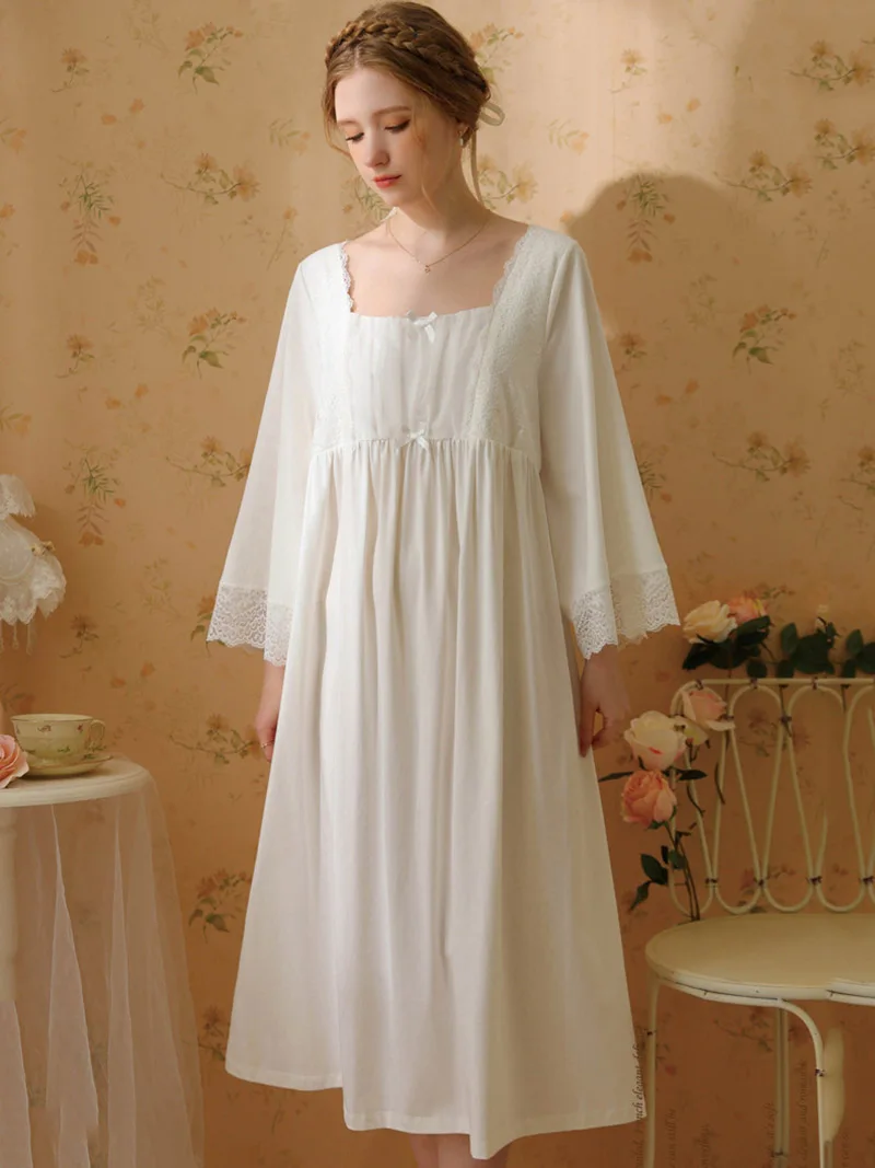 

Женская кружевная ночная рубашка с длинным рукавом, в викторианском стиле