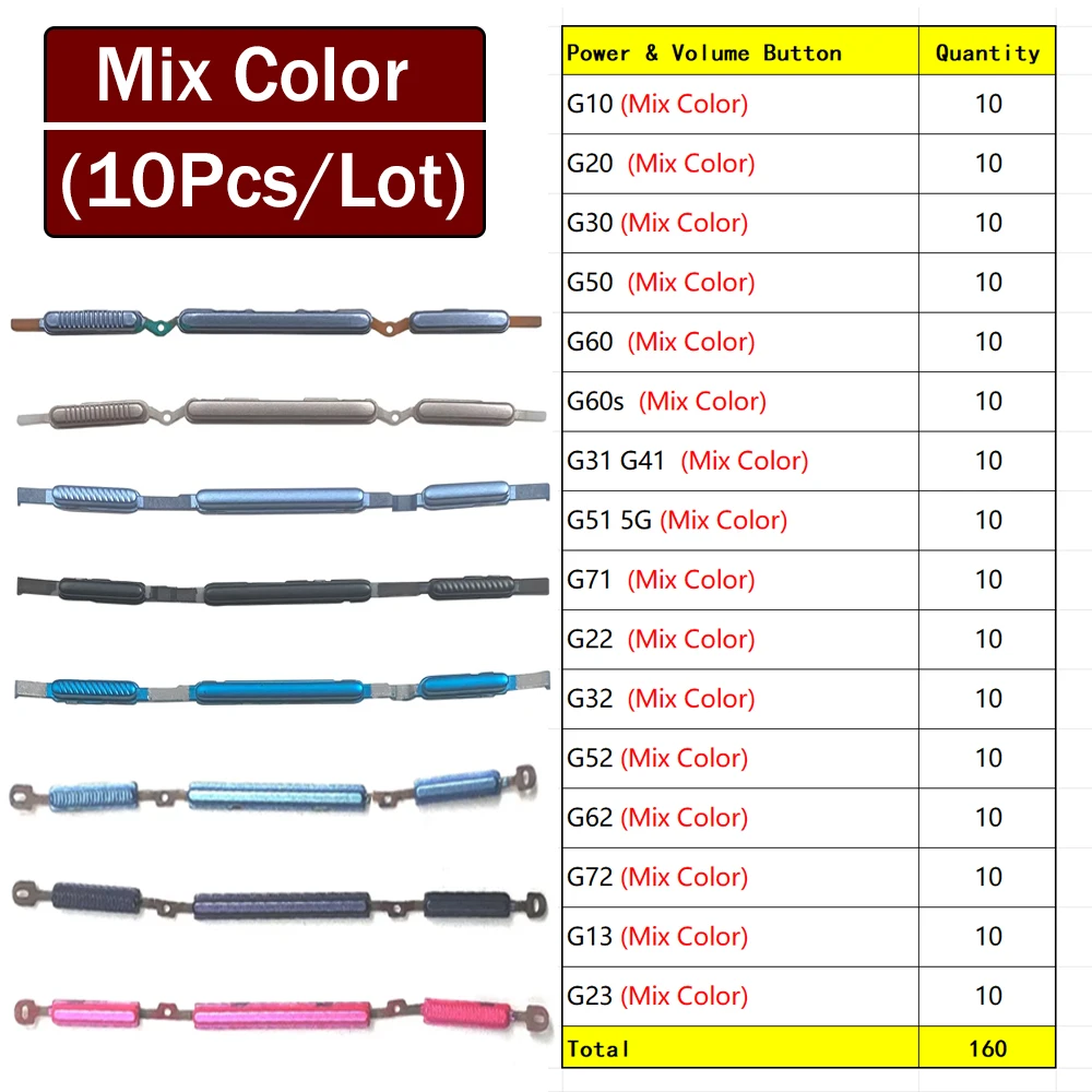 10 шт. боковая кнопка регулировки громкости для Motorola Moto G10 G20 G30 G50 G60 G60s G31 G71 G51 G22 G32 G52