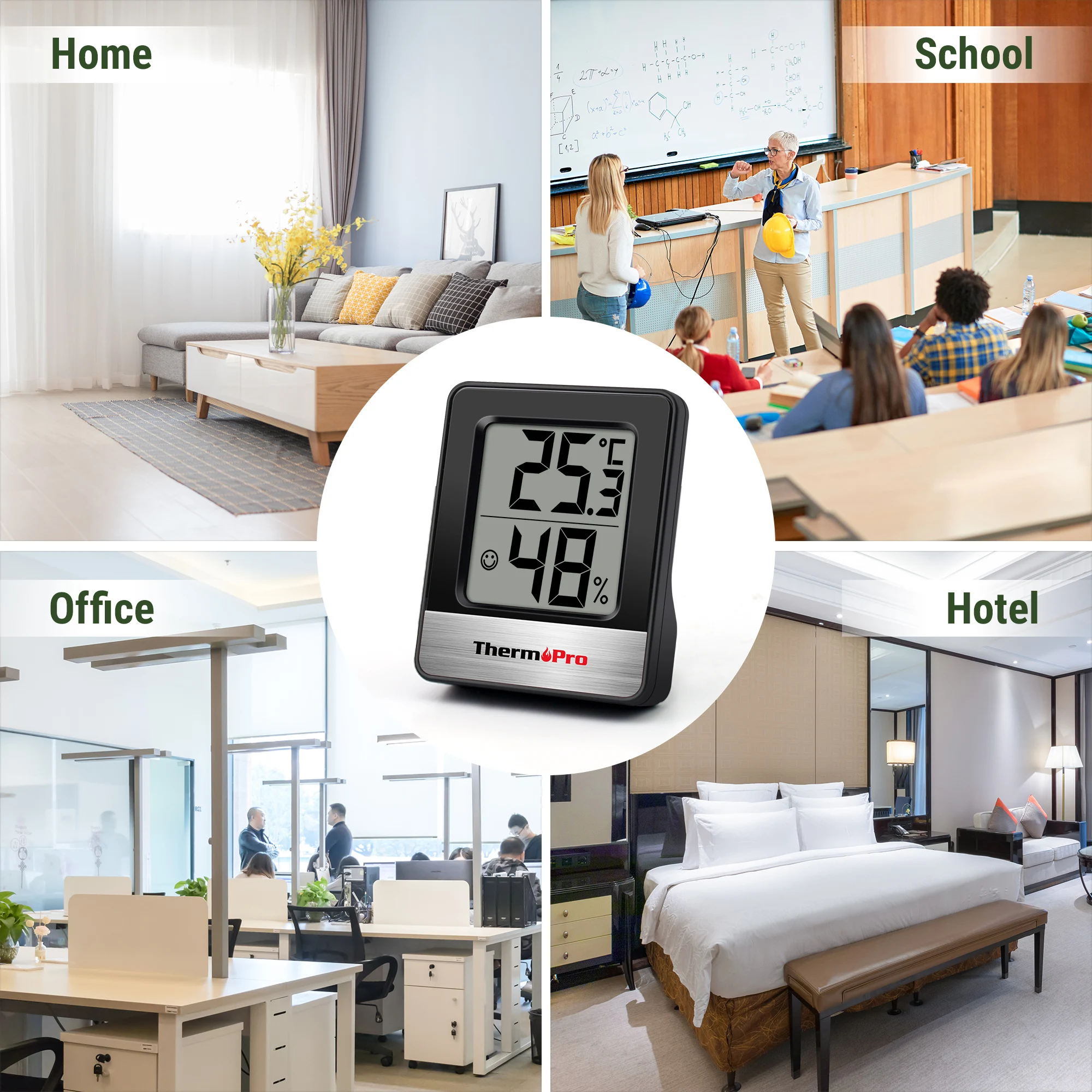 ThermoPro TP49 Mini Digital Indoor Room Thermometer Hygrometer For Home Weather Station Black White images - 6