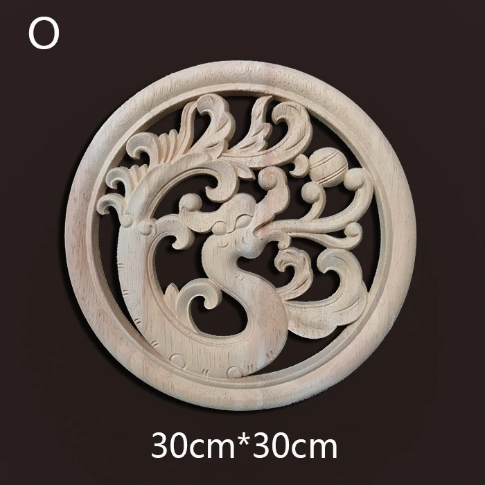 

Деревянная резная круглая аппликация Onlay, Неокрашенная рамка, дверная наклейка, рабочее столярное зеркало, украшение, домашний декор, Аппликации мебели