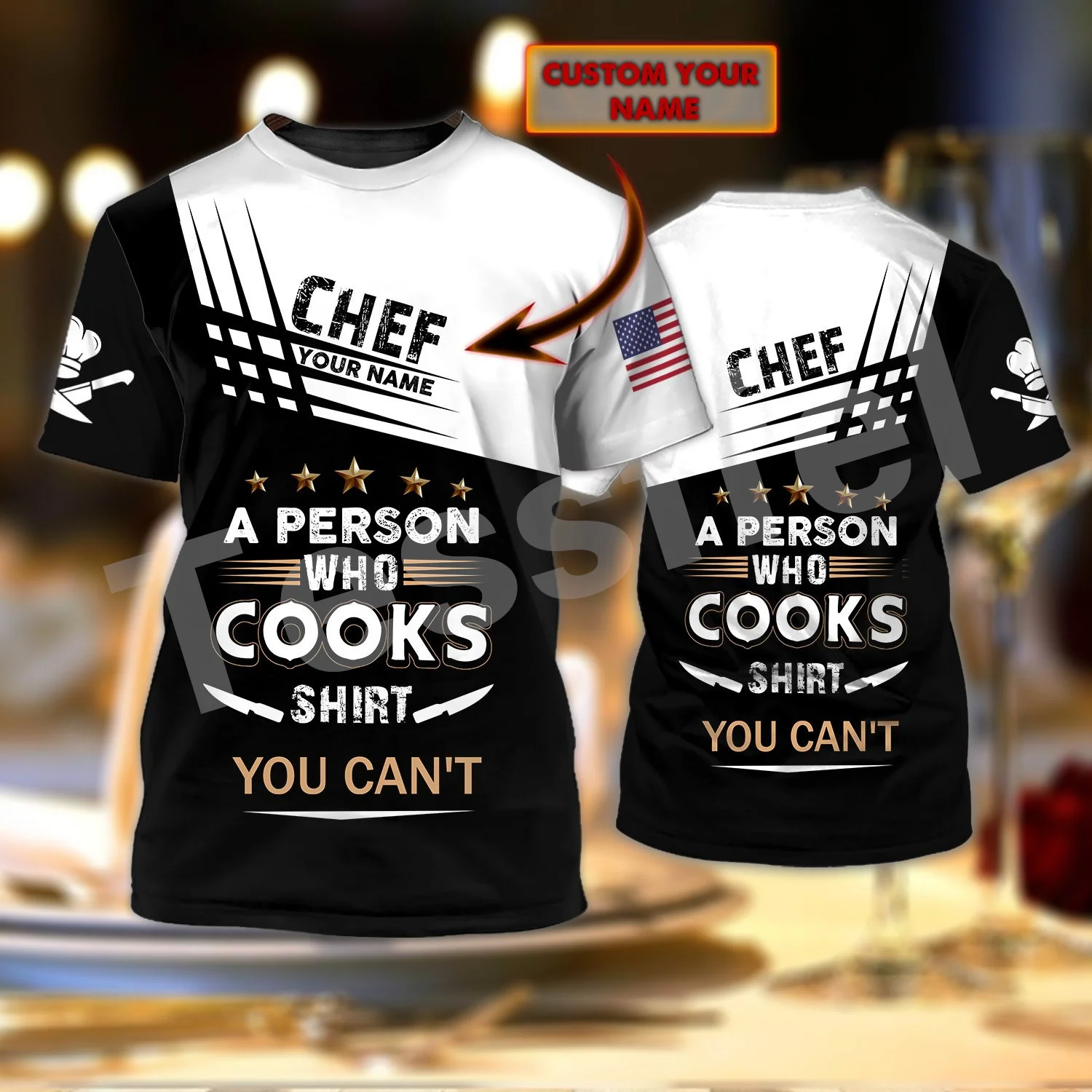

Custom Name Worker Cooking Master Chef Cosplay Tattoo 3DPrint Summer Unisex Streetwear Short Sleeves Casual T-Shirts Men/Women 8