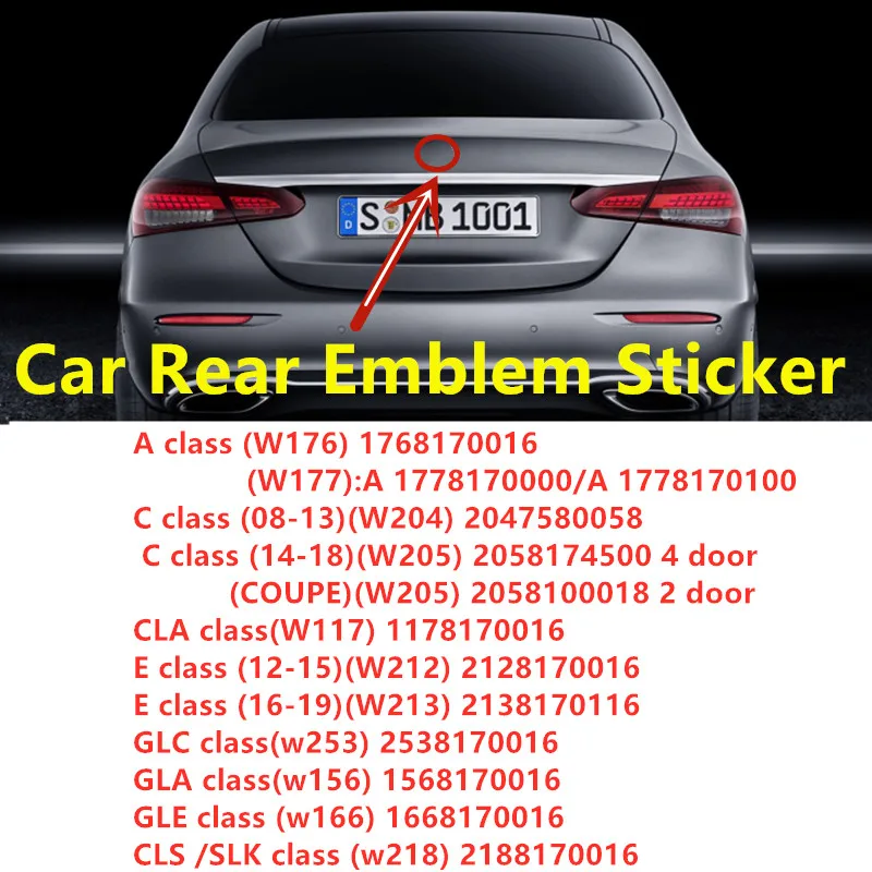 

3D ABS Car Rear Trunk Centre Logo Star Emblem Stickers For W205 W204 W206 W213 W212 W176 W177 X156 X253 W166 W167 Accessories