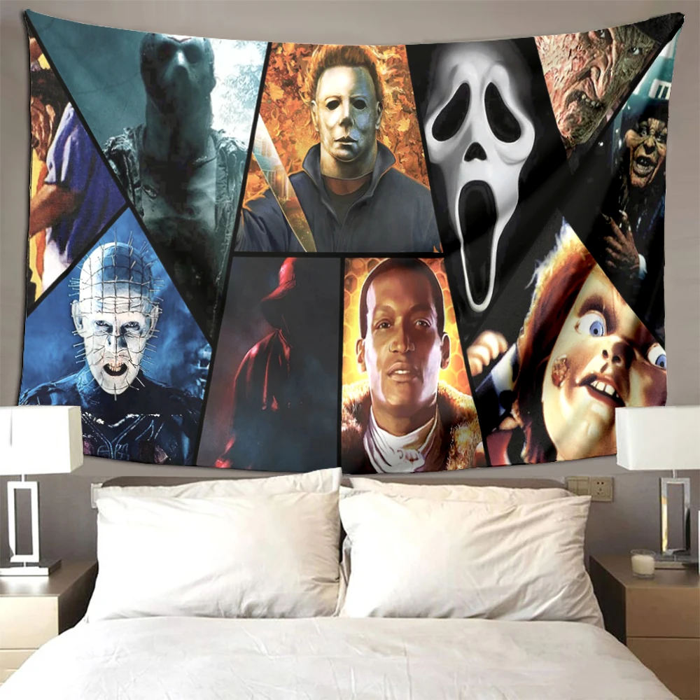 

Classic Horror Movies Vintage Poster Tapestry Pub Bar Club Home Private Cinema Wall Room Decoration Retro Sign Halloween Gift