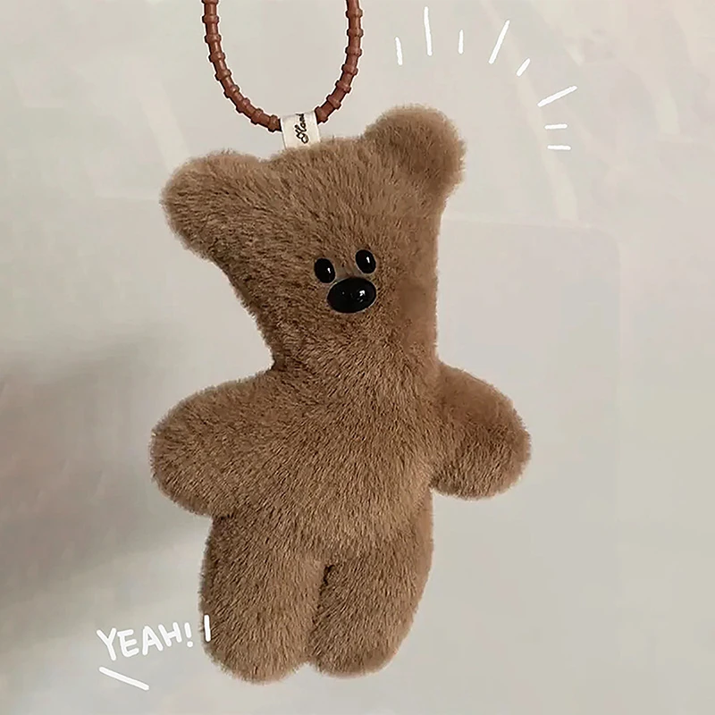 

Cartoon Plush Doll Toy Keyring Cute Teddy Bear Squeak Keychain Pendant Kawaii Soft Stuffed Bag Charms Decorations Children Gift