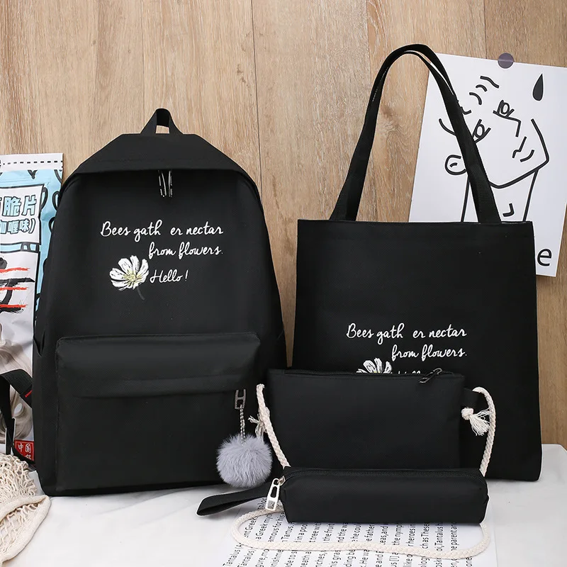 

Qyahlybz dropshipping 4pcs set female backpack backpacks for students girls' school backpack men's backpack