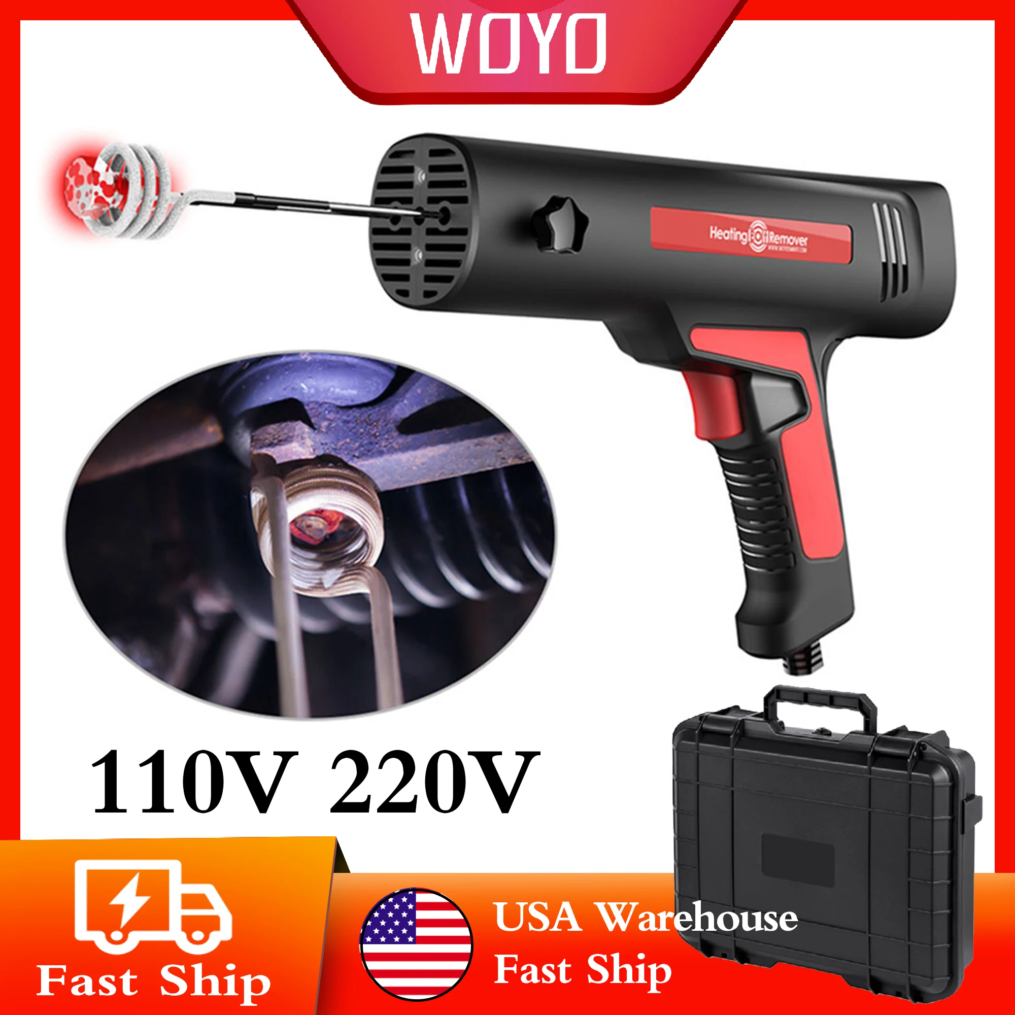 

WOYO Flameless Induction Bolt Heater Coil Kit, 110V/220V 30s Quickly Heat Bolt Remover Rusted Nut Car Workshop Home Handel tools