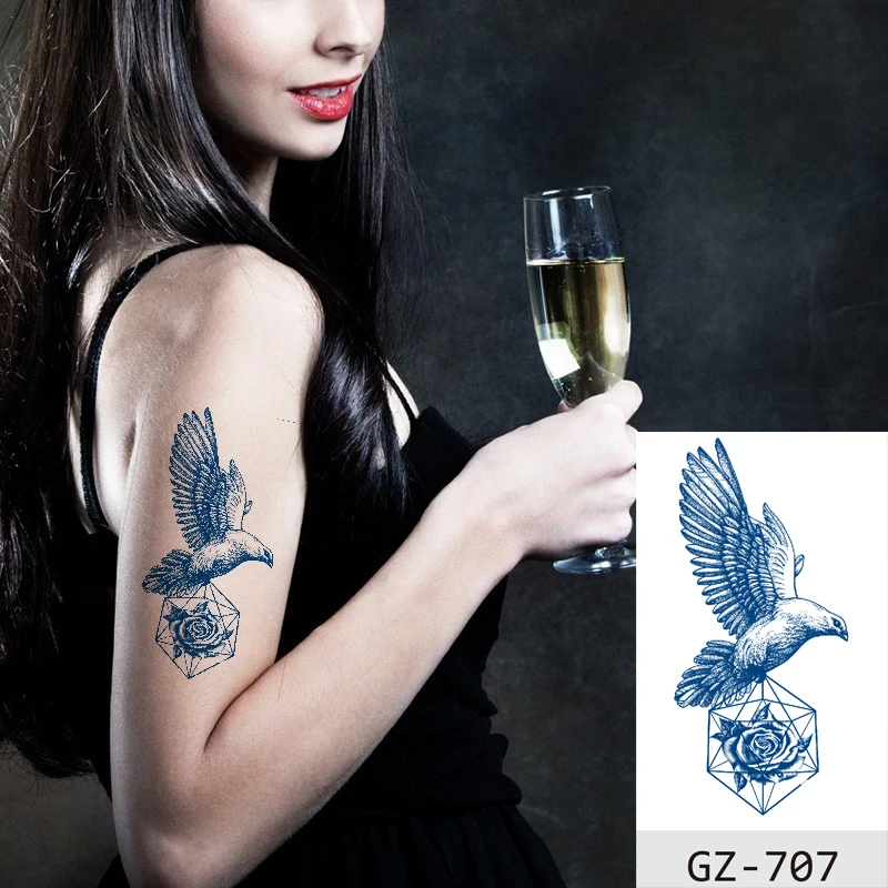 Temporary Waterproof Tattoo Stickers Moon Star Feather Flower Juice Ink Lasting Boy Girl Arm Chest Neck Hand Fake Bracelet Tatoo images - 6