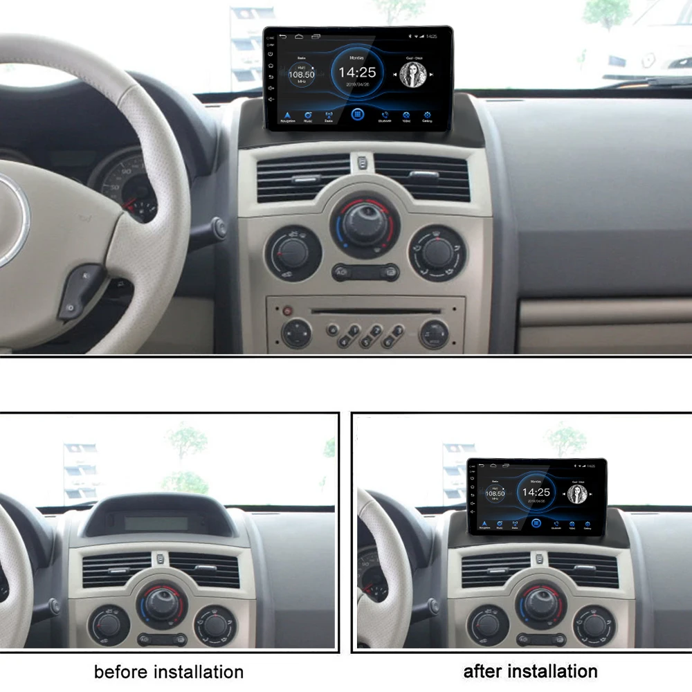 EzoneTronics CarPlay Android радио для Renault Megane2 2004-2008 HD GPS навигация Bluetooth USB плеер
