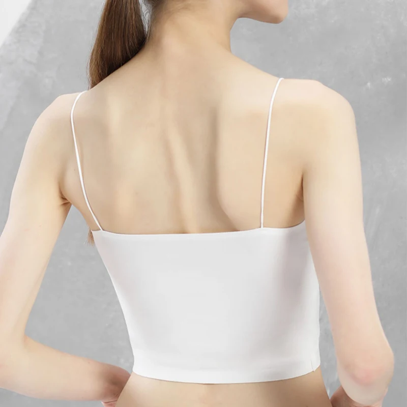 Цельный топ из вискозы на бретельках бесшовный однотонный Бюстгальтер-топ