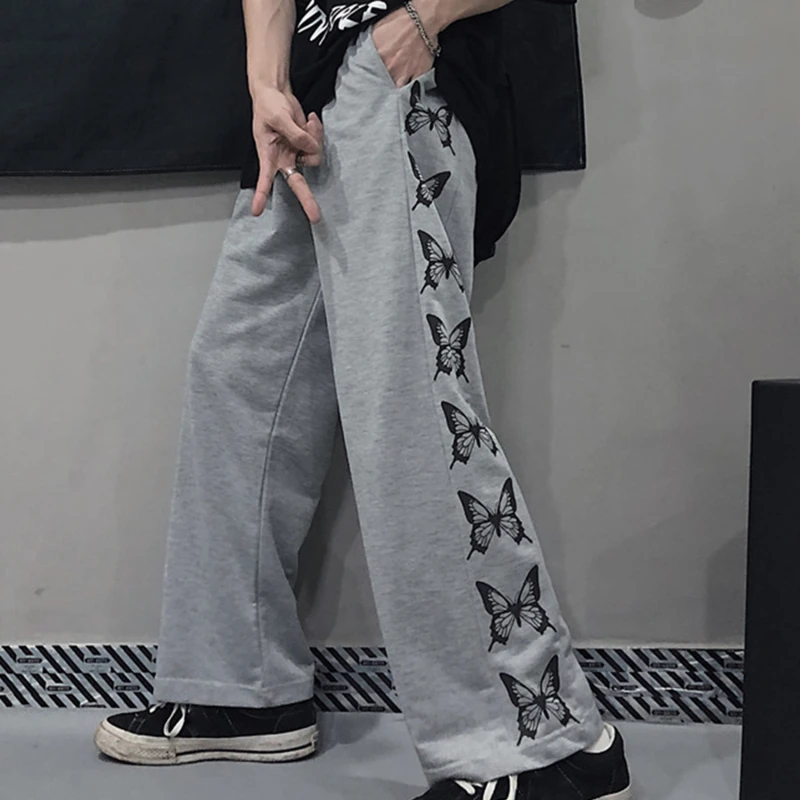 

Butterfly Print Women Wide Leg Pants Harajuku Middle Waist Soft Ladies Pants Loose Autumn Streetwear Female Trousers