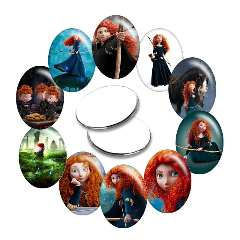 

Disney Cartoon Brave Merida Oval Glass Cabochon flat back Making findings T1140