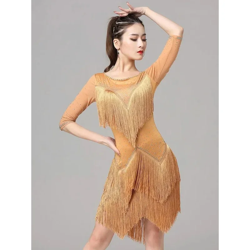 2025 Новое платье для латинских танцев женщин соревнований по румбе взрослых