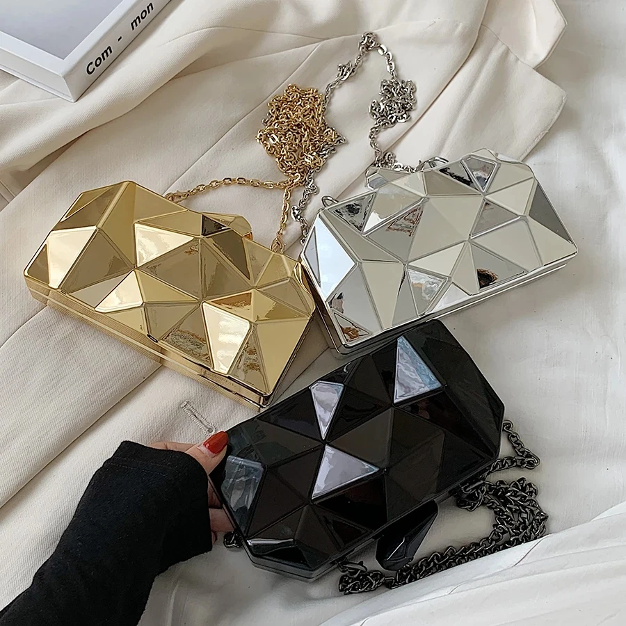 

Women's Handbag Bags for Women 2023 Clutches Fashion Geometric Mini Party Evening Purse Crossbody Shoulder Bag Gold Box Clutch