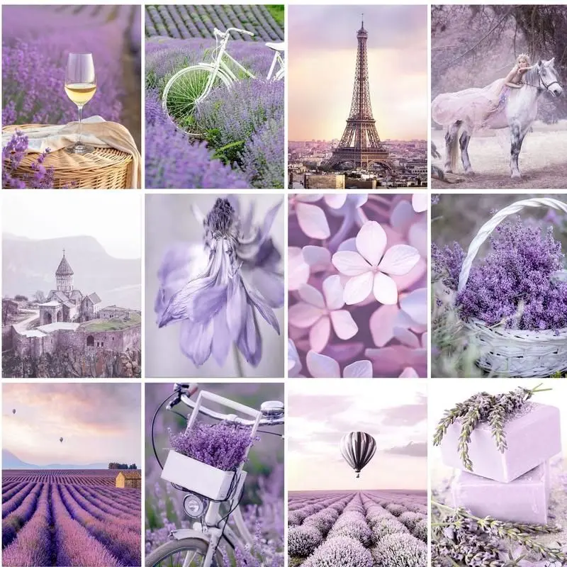 

GATYZTORY Painting By Number Purper Landscape Wall Art DIY Frame Picture By Numbers Acrylic Canvas Painting For Decoration