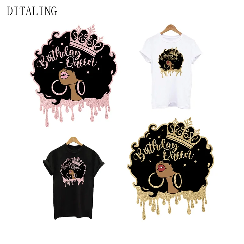 Нашивки для одежды день рождения королева термальная наклейка черной девушки