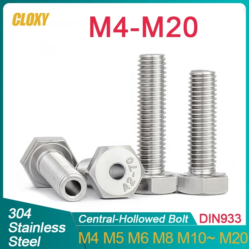 

304 нержавеющая сталь M4 M5 M6 M8 M10 M12 M14 M16 M20 Шестигранная головка с отверстиями болт для лица маска машина сквозное отверстие винт