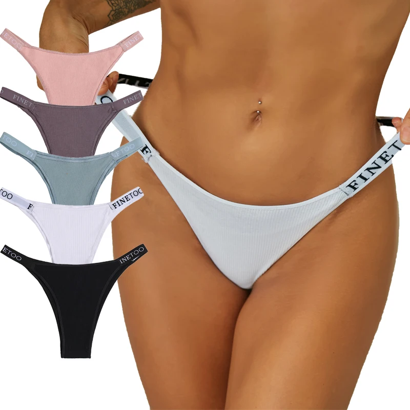 3PCS/Set Cotton Panties Women Sexy FINETOO Letter Waist Female Underpants Women's Lingerie Thong Pantys Underwear Intimates - купить по