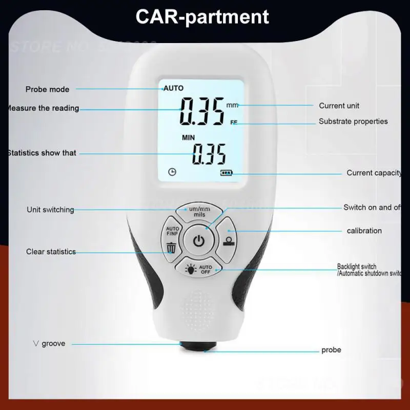 

HW-300 EM2271 Coating Thickness Gauge 0-2000UM Car Paint Film Thickness Meter Manual Measuring Tester Thickness Gauge Tool