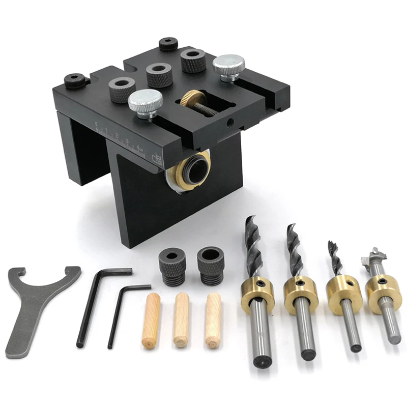 

Multifunction Woodworking Doweling Jig Kit Adjustable Drilling Guide Puncher Locator For Furniture Connecting Carpentry Tools CN
