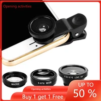3 in 1 wide angle macro fisheye lens camera kits mobile phone fish eye lenses with clip 0 67x for iphone samsung huawei xiaomi