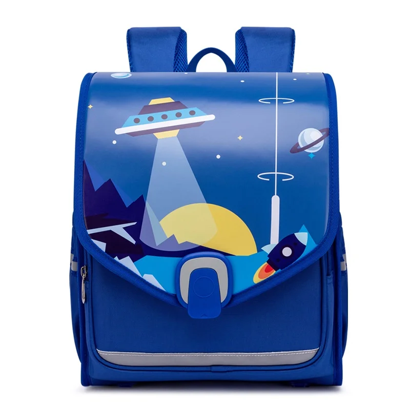 Girls Princess Mermaid Boys UFO Fashion British Style Backpacks New Children Cartoon Large Capacity Reflective Schoolbags Hot