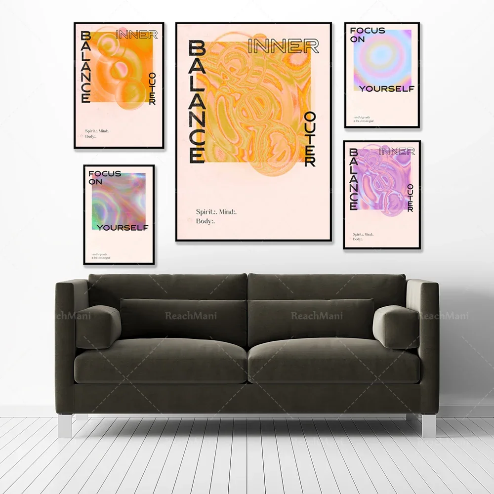 Ретро психоделический плакат градиентное искусство психоделическое с ореолом