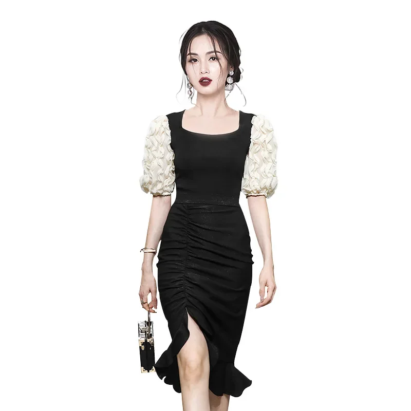 2022 летний элегантный женский костюм в светском стиле с квадратным воротником