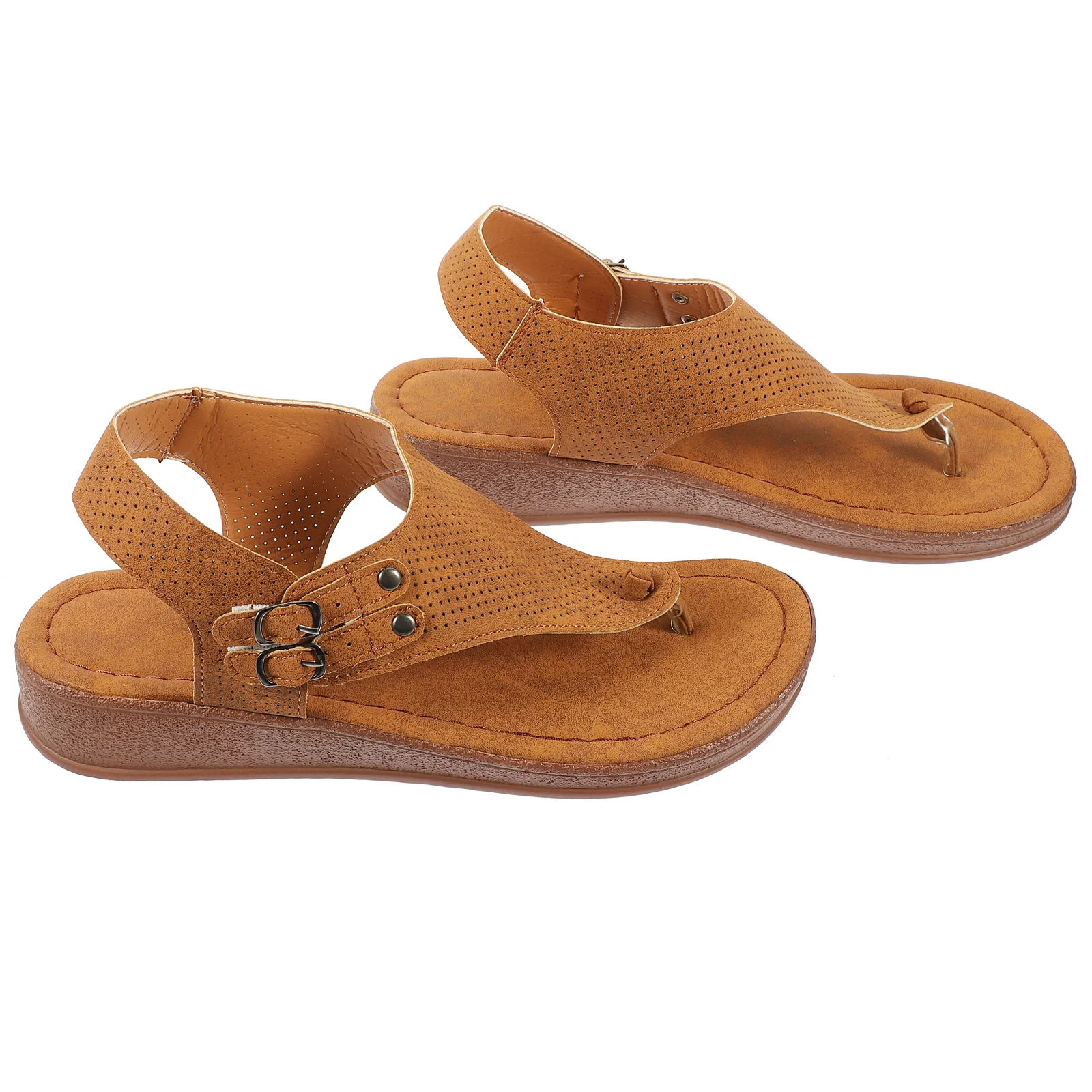 

Сандалии на танкетке женские, модные пляжные туфли на плоской подошве, летние туфли с ремешком