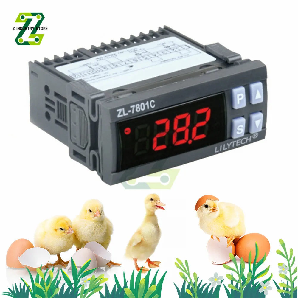 

ZL-7801C AC 100-240V Dual 16A Outputs Automatic Multifunctional Temperature Humidity Incubator Controller