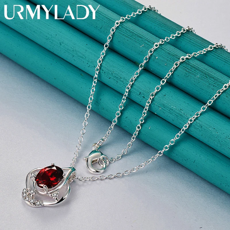 Женское ожерелье с подвеской в виде капли воды из серебра 925 пробы