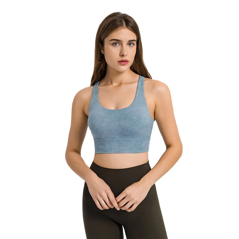 

Comfy Wide Hem Sports Bra For Women Gym Sport Bh Back Cross Strappy Fitness Bra Wirefree Padded Medium Support Yoga Bra Top