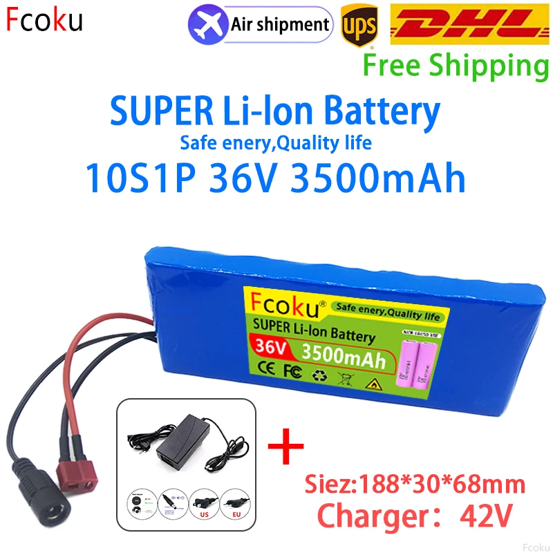 

Новый литий-ионный аккумулятор 36 В 10S1P 3500 мАч 18650, 42 в, для электровелосипеда, для электровелосипеда, модель 20 А, Встроенный BMS 750 Вт + 2 А, зарядное устройство