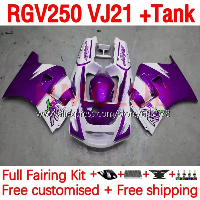 

Корпус + бак для SUZUKI RGV250 SAPC VJ21 RGVT-250 RGVT RGV 250 RGVT250 88 89 VJ 21, Обтекатели фиолетового цвета 1988 1989 no. 143