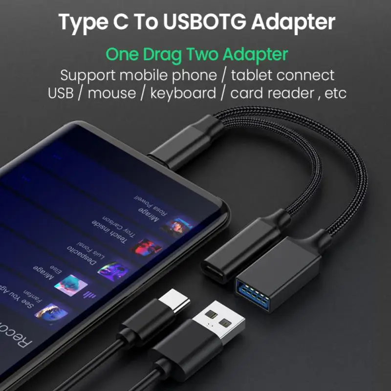 

Portable 2in1 Connector Type C To Usb A Phone Adapter Otg Data Cable Converter Usb C Otg Cable For Macbook Aluminum Alloy