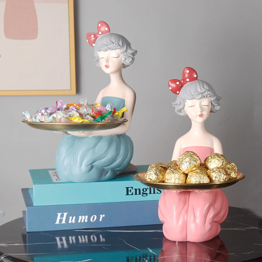 

Home Accessories Girl Statue Ornament Entryway Put Key Storage Ornament Resin Ornament Fruit Tray Living Room Jewelry Home Decor